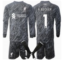 Liverpool Alisson Becker #1 Bramkarskie Koszulka Podstawowa dzieci 2024-25 Długi Rękaw (+ krótkie spodenki)